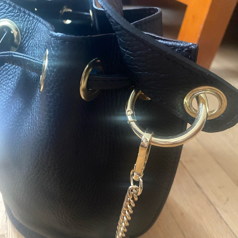 Divina Firenze Made in Italy Black Leather Bucket Bag - Picture 6 of 8